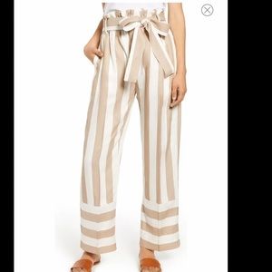 POINT SUR BY J.CREW STRIPED PAPERBAG WAIST PANTS SIZE 10